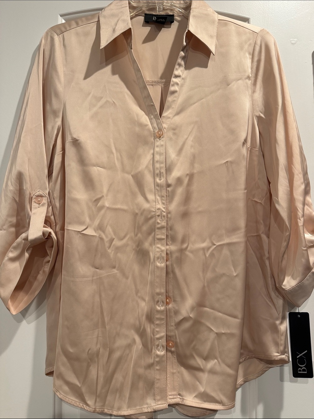 BCX Blush Pink Button-Front Shirt